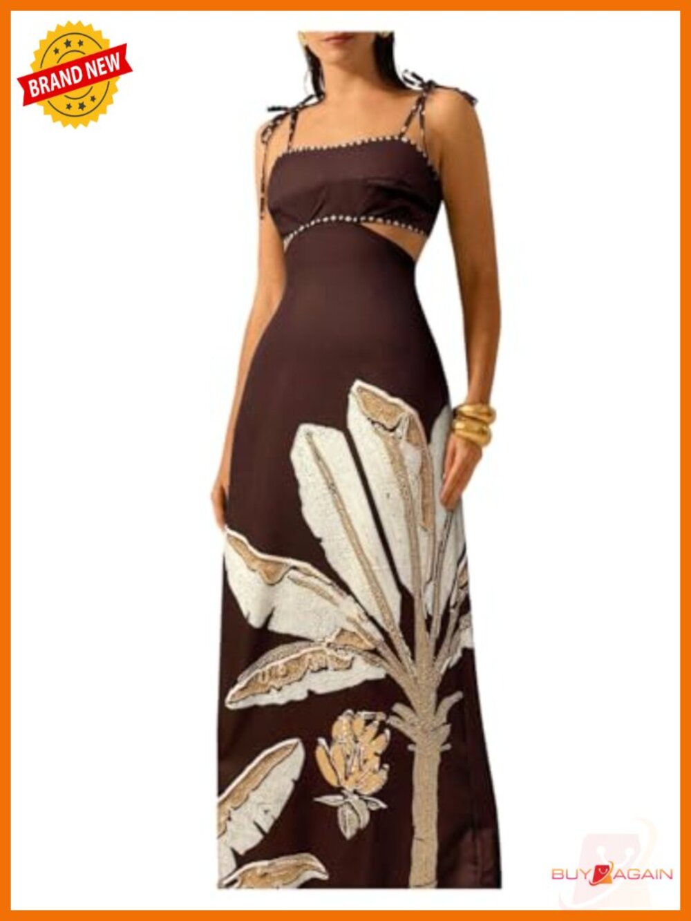 SOLY HUX Women's Summer Maxi Dress Tropical Cut Out Backless Cami Sundress